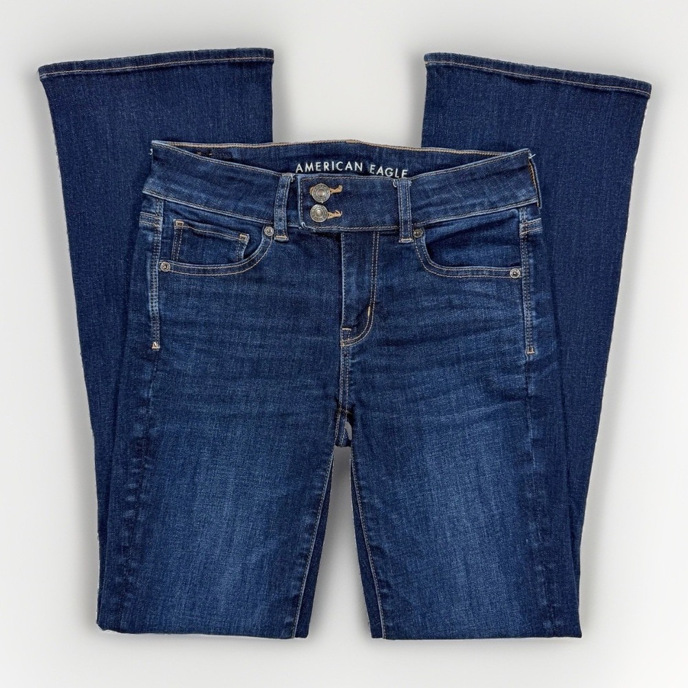 American Eagle Kick Boot Jeans Women's 4 (28x30) Dark Wash Western Boho Y2K